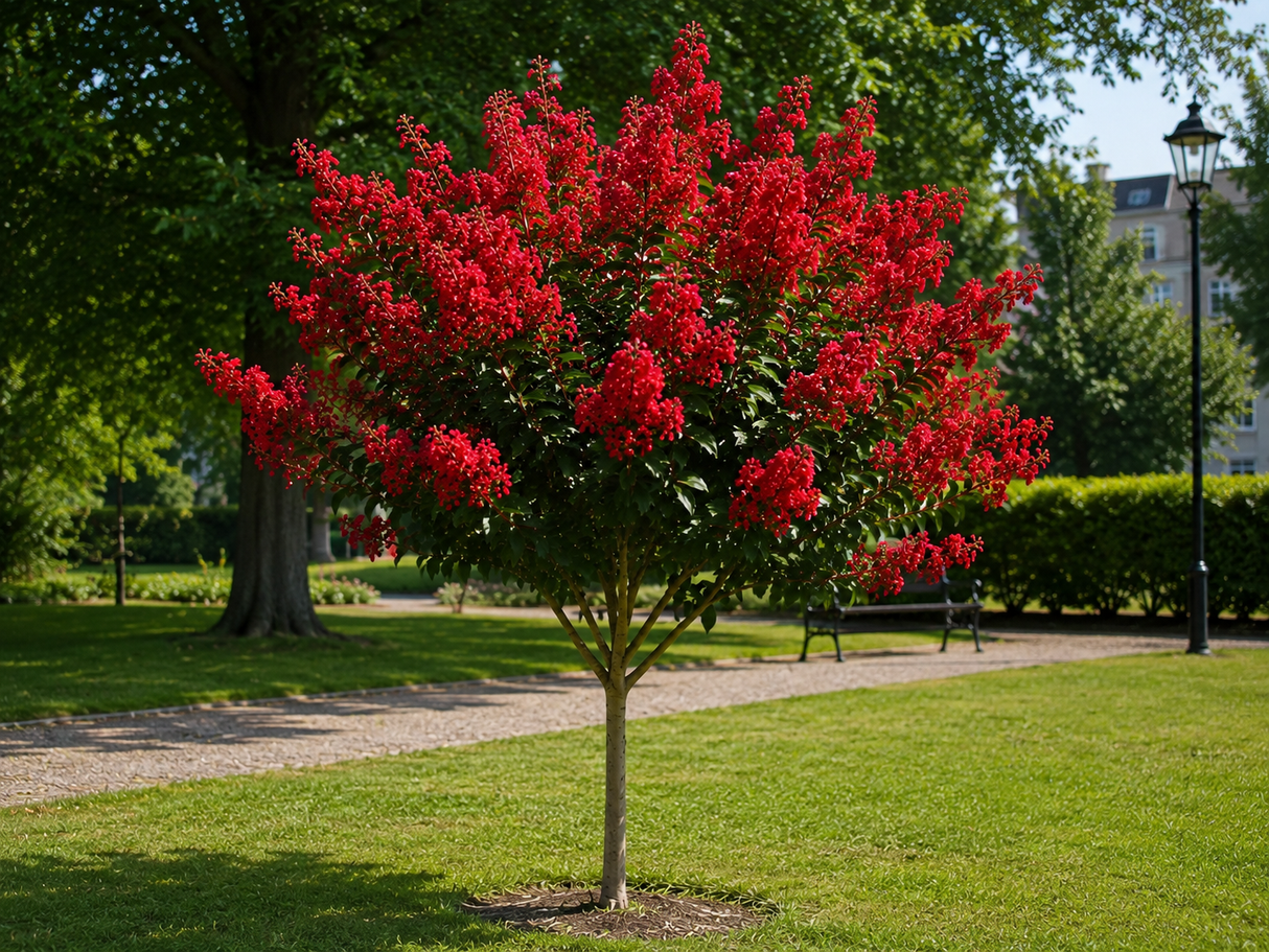 Pukol indický, krepová myrta Dynamite na 40–50 cm kmínku, výška 70–90 cm, květináč 5 l