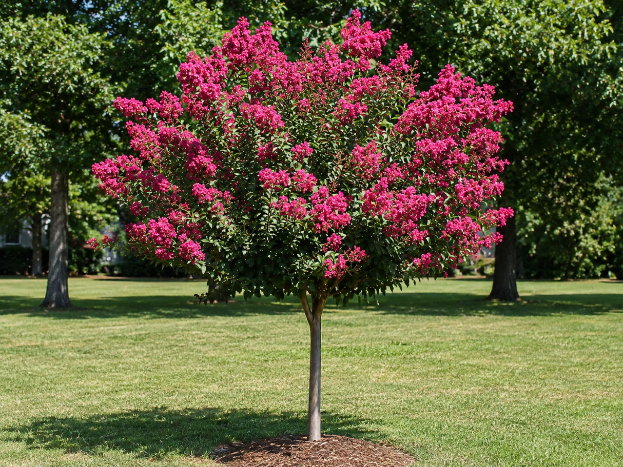 Pukol indický, krepová myrta Pink Velour na 80–90 cm kmínku, výška 120–140 cm, květináč 10 l