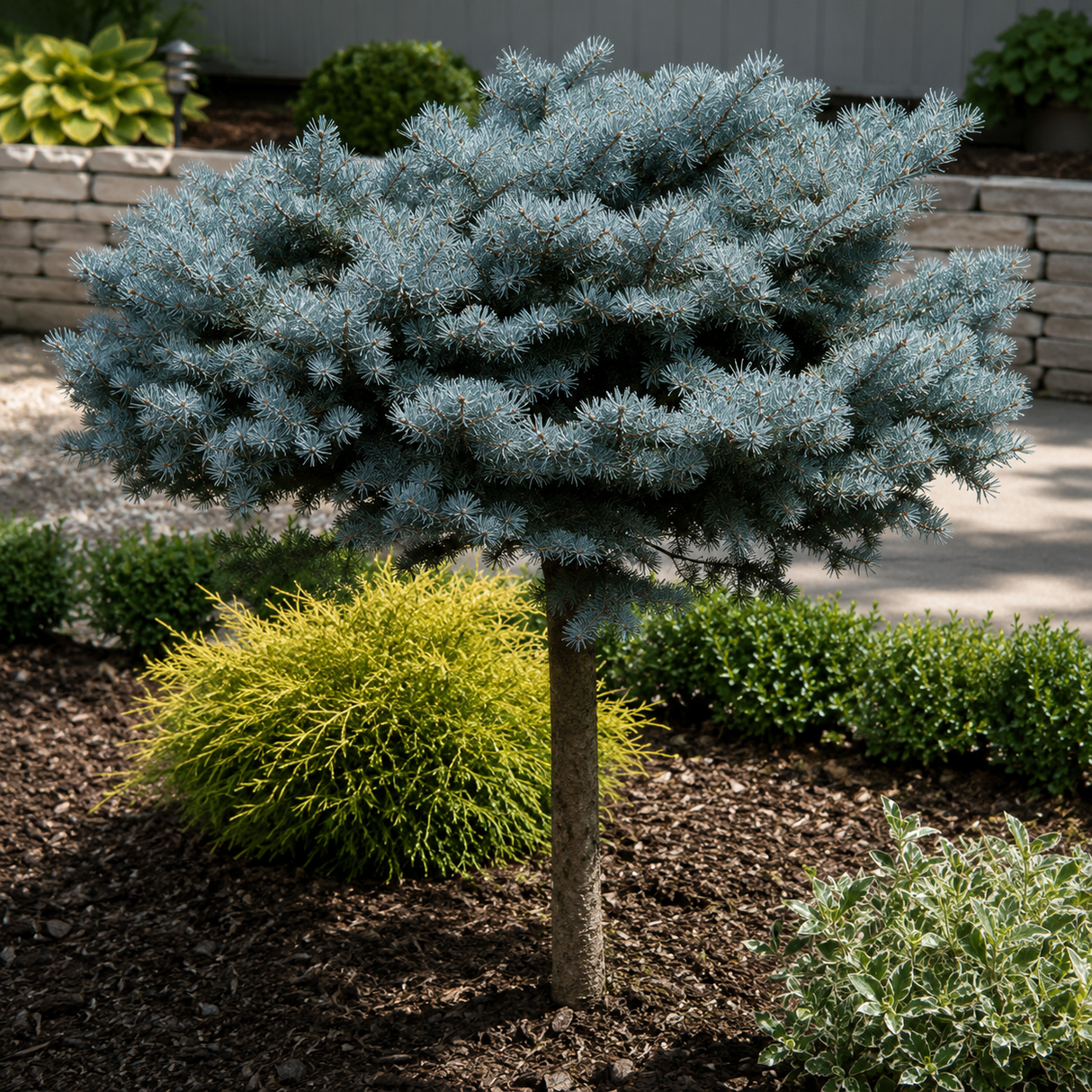 Smrk pichlavý Glauca Globosa na 80–85 cm kmínku, výška 100–110 cm, květináč 9 l