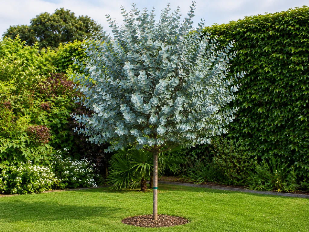 Eukalyptus gunnii Azura na 170–180 cm kmínku, výška 230–270 cm, květináč 9 l, vysokokmen