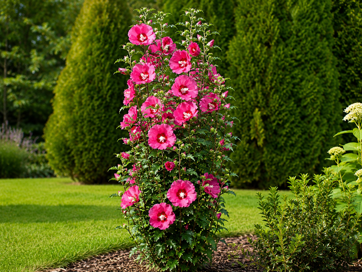 Ibišek syrský Flower Tower Ruby, výška 30–40 cm, květináč 2 l