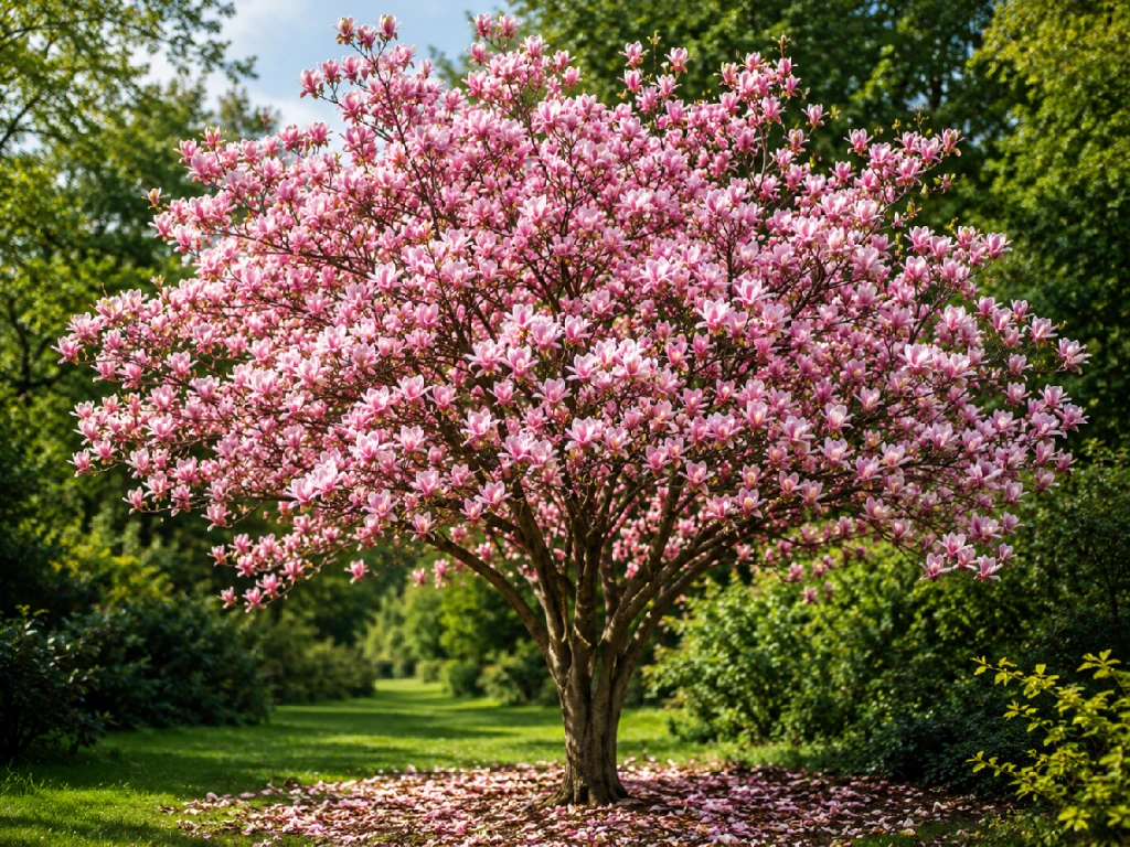 Magnolie Soulangeova na kmínku 50–60 cm, výška 110–130 cm, květináč 10 l