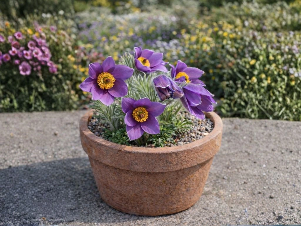 Koniklec obecný Pinwheel Blue Violet, květináč 9 cm